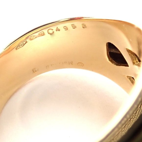 Authentic! Marina B 18k Yellow And White Gold Large Blue Topaz Ring - Picture 6 of 8